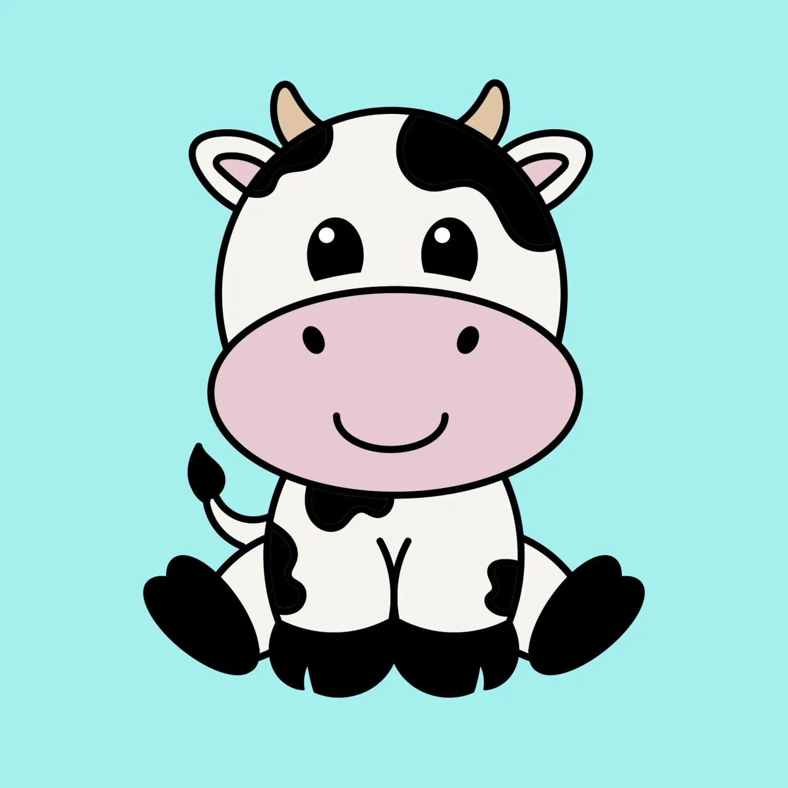 Cute Baby Cow SVG | Cartoon Baby Cow Vector Clip Art | Decal