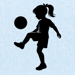 young girl playing soccer silhouette svg clipart design image