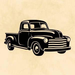 Vintage Classic Pickup Truck Silhouette svg clipart design image