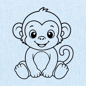 cute baby monkey outline svg clipart design image