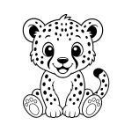 cute cartoon baby kawaii cheetah outline clipart thumb svg clipart design image