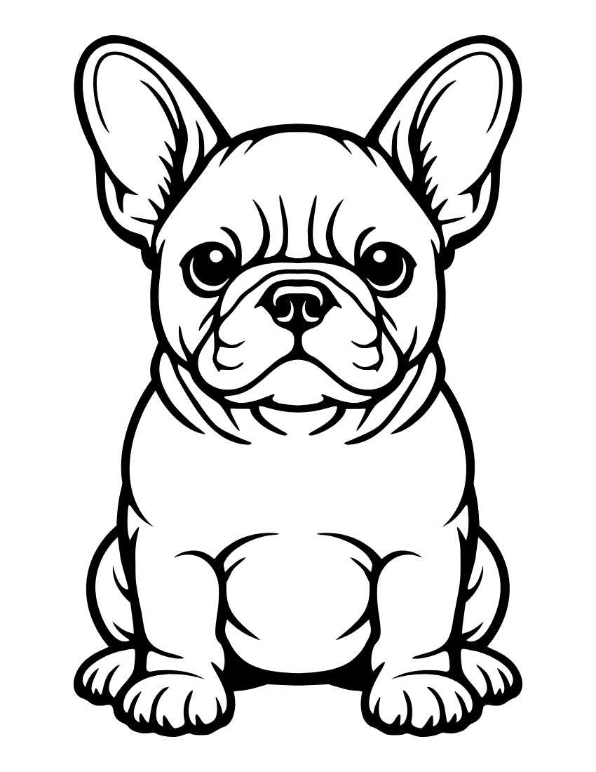 Free cute french bulldog puppy printable pdf coloring page