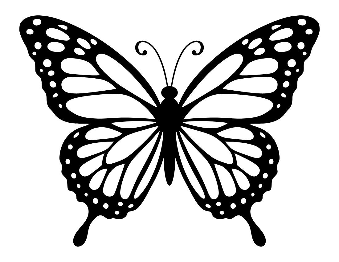 Free pretty monarch butterfly printable pdf coloring page