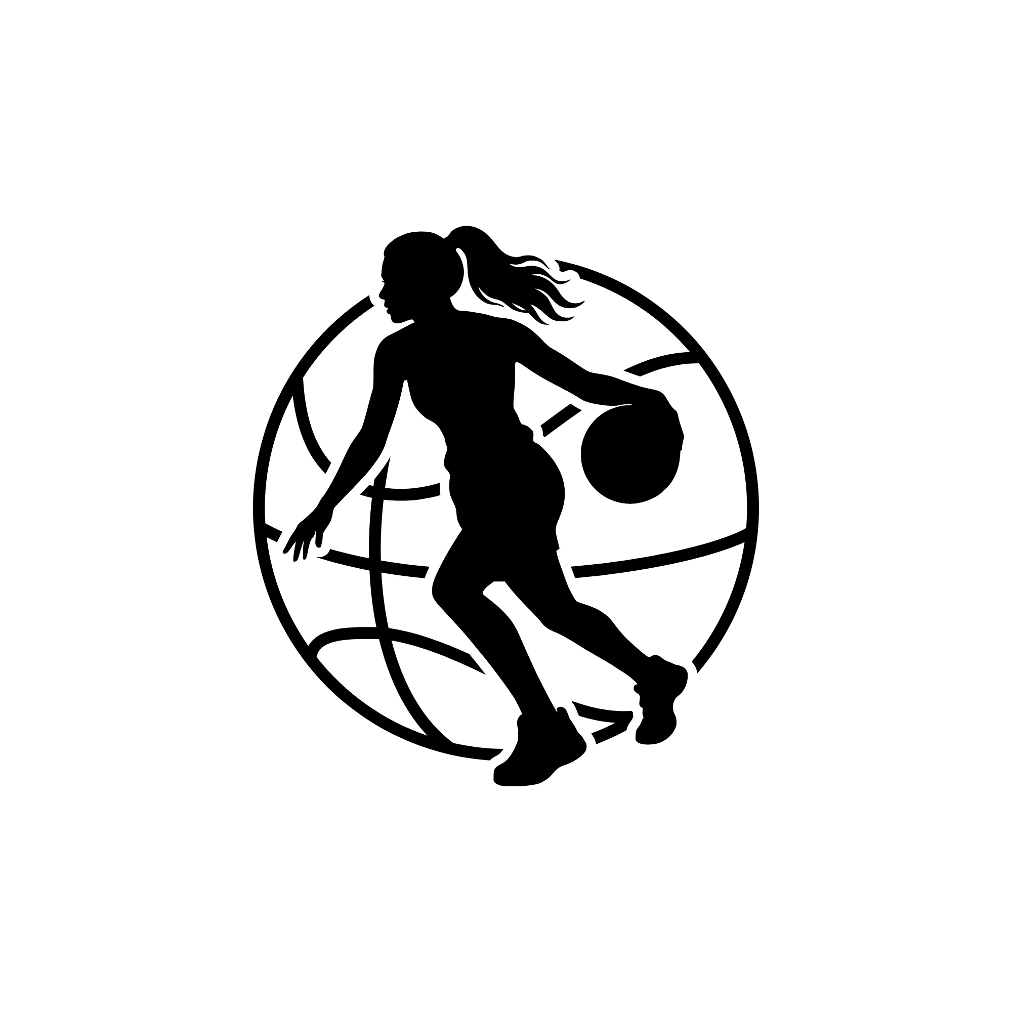 Free female basketball player dribbling silhouette png clipart